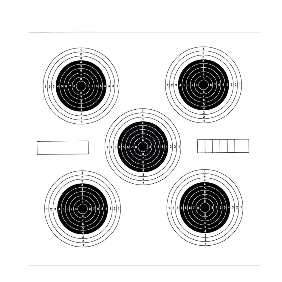 target sports papieren schietkaartjes 14x14 cm 5 doelen